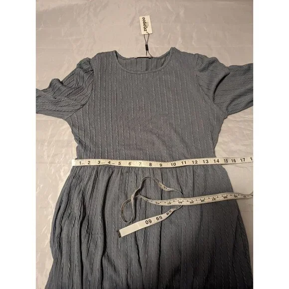 Zeagoo Women's Casual Knit Sweater Dress with Pockets Crew Medium, Blue/Grayish - Picture 12 of 15